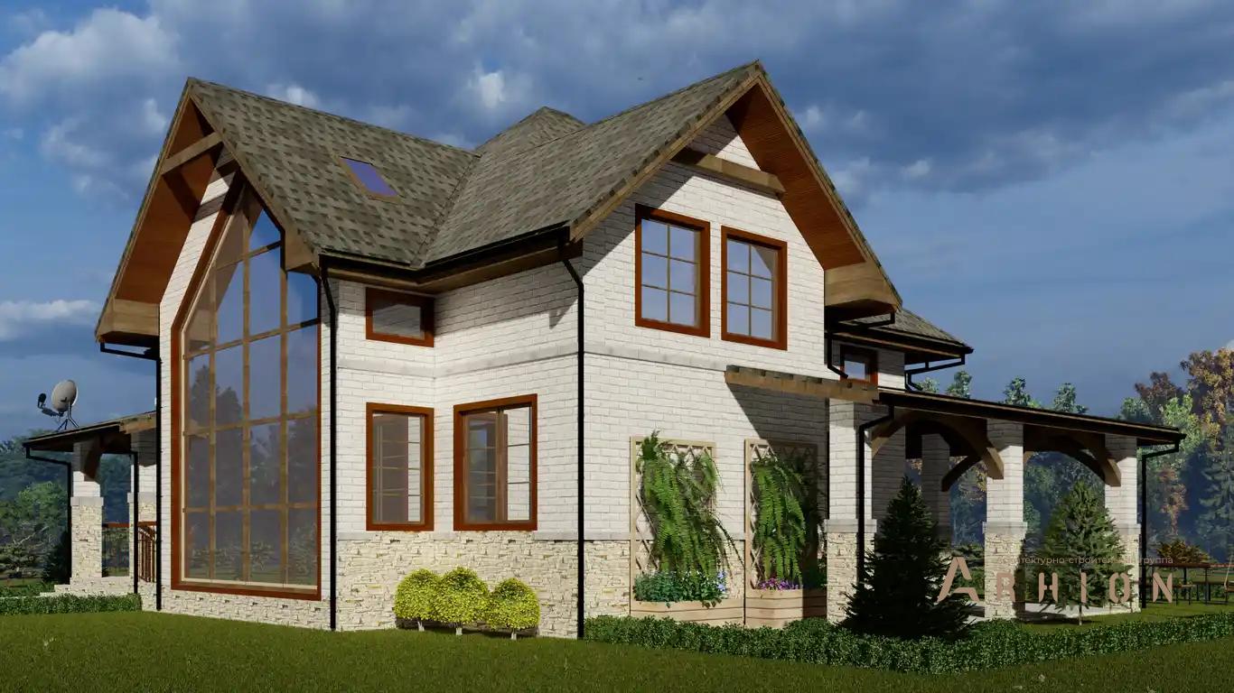 2. Проект одноэтажного дома в европейском стиле с плоской кровлей , h-1622, площадью - 235 кв c мансардой, терассой, балконом, вторым светом